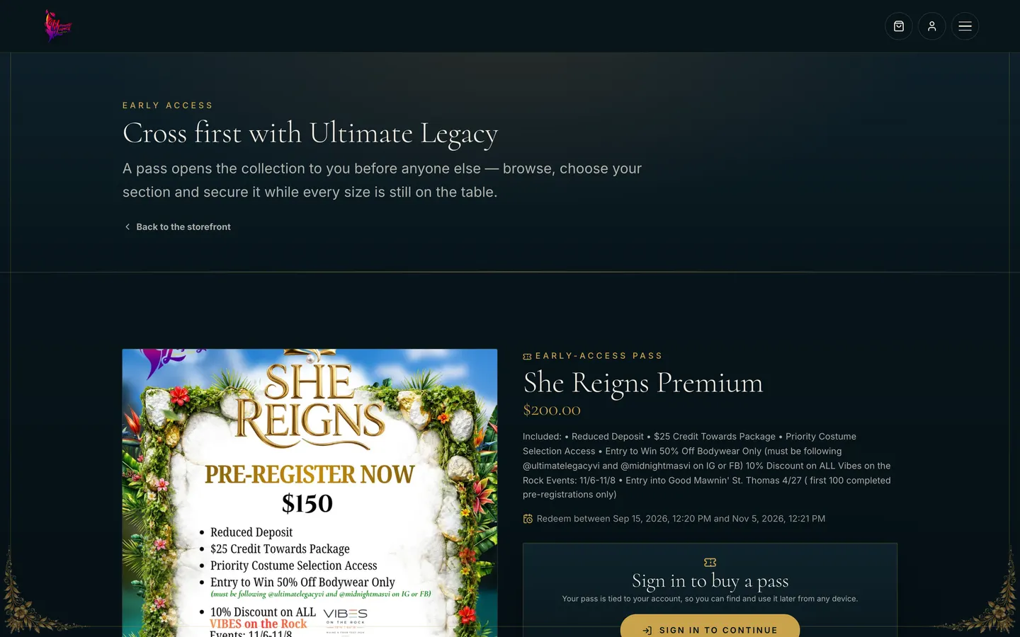Pre-registration on a storefront